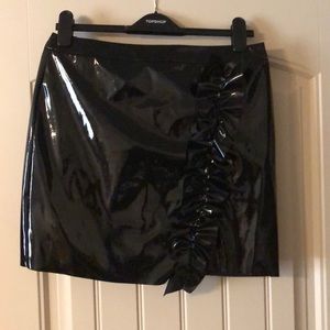 Topshop Black Vinyl Mini Skirt